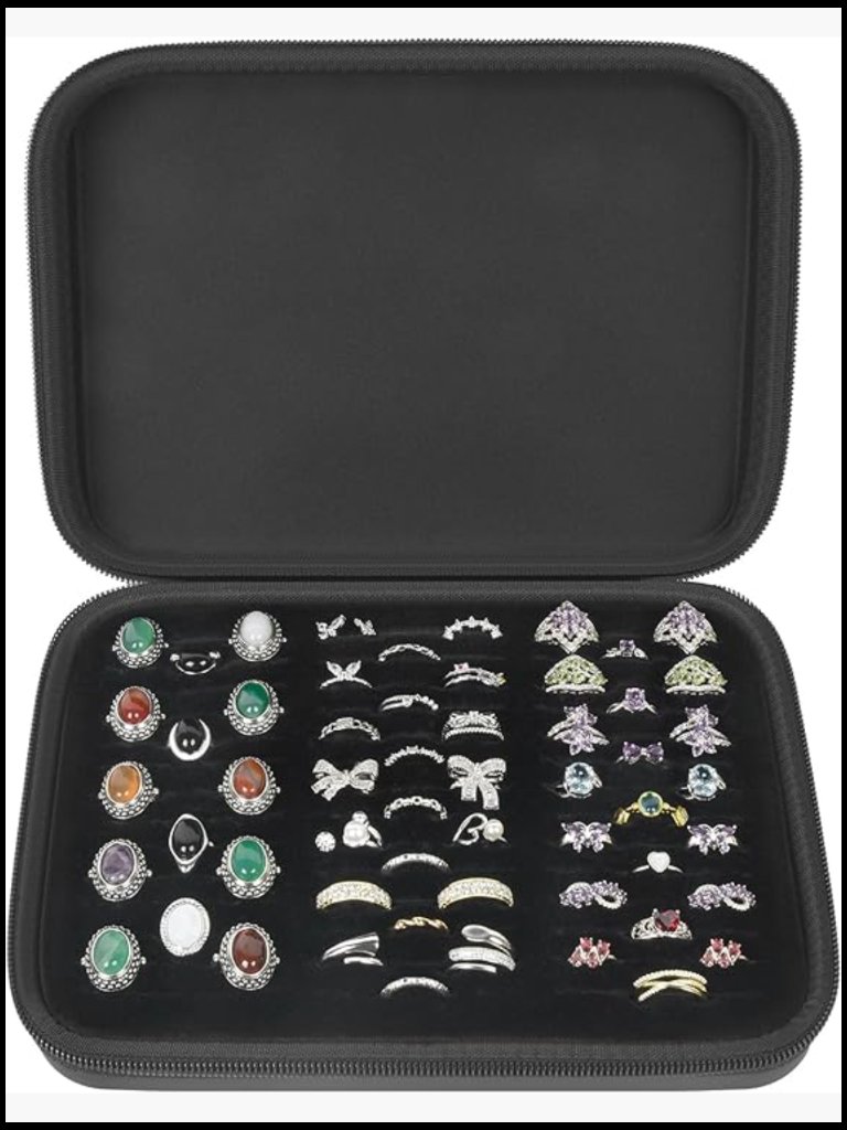 Ring Organizer Display Case With 42 Slots Jewelry Storage Box Modern